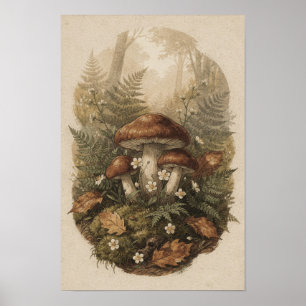 Waldpilz-Wald-Botanischer-Farn-Plakat Poster