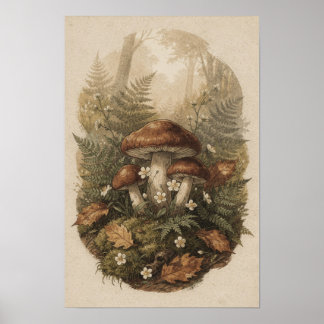 Waldpilz-Wald-Botanischer-Farn-Plakat Poster