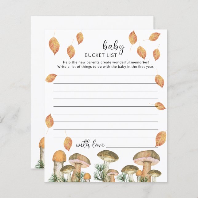 Waldpilze - Liste der Säuglinge (Vorne/Hinten)