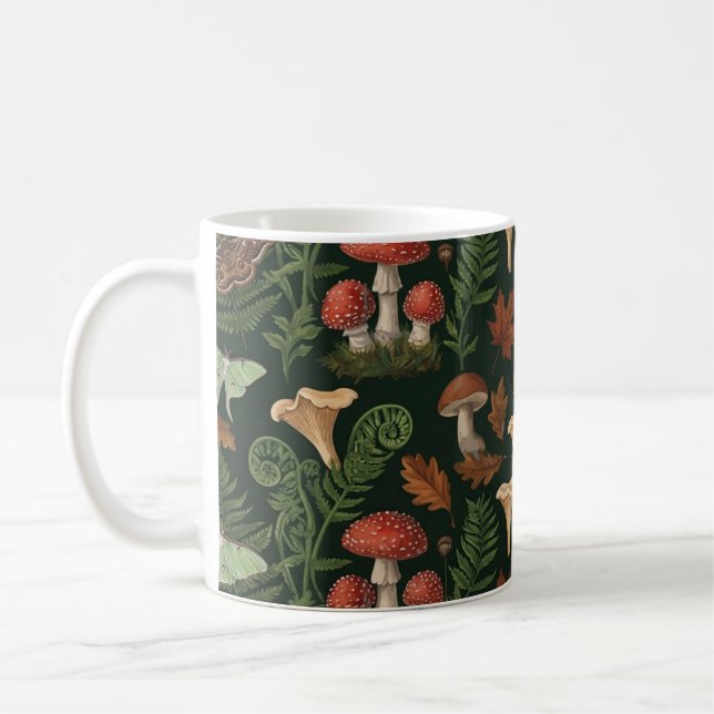 Waldpilzmuster-Tasse | Cottagecore-Wald Kaffeetasse (Links)