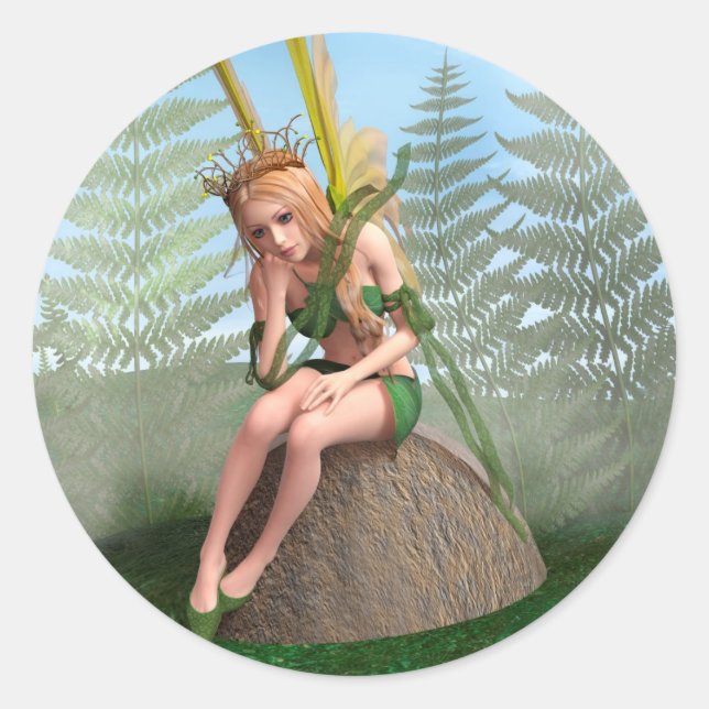 Waldprinzessin, Fairy Butterfly Runder Aufkleber (Vorderseite)