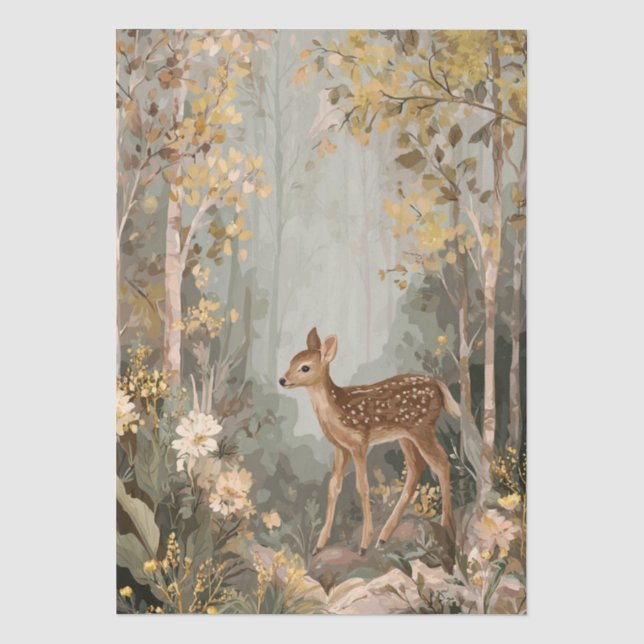 Waldreh- und Blumendekor Seidenpapier (Vorderseite)