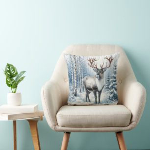 Waldren in winterlichem Wald Wildlife Blanket Kissen