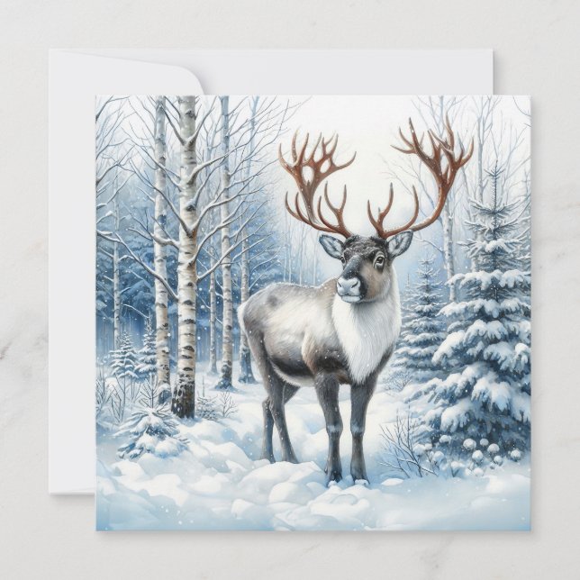 Waldren in winterlichem Wald Wildlife Blanko (Vorderseite)