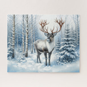 Waldrenentiere im Winterwald Wildlife Puzzle
