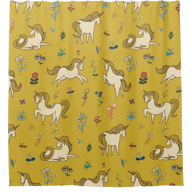 Waldronen: Vintages Blumenmuster Duschvorhang (Vorderseite)