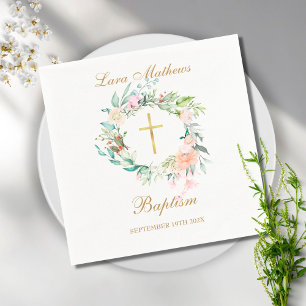 Waldrosen-Blumengirlande Taufe Serviette
