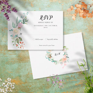 Waldrosen Grünpflanzen Floral RSVP Karte