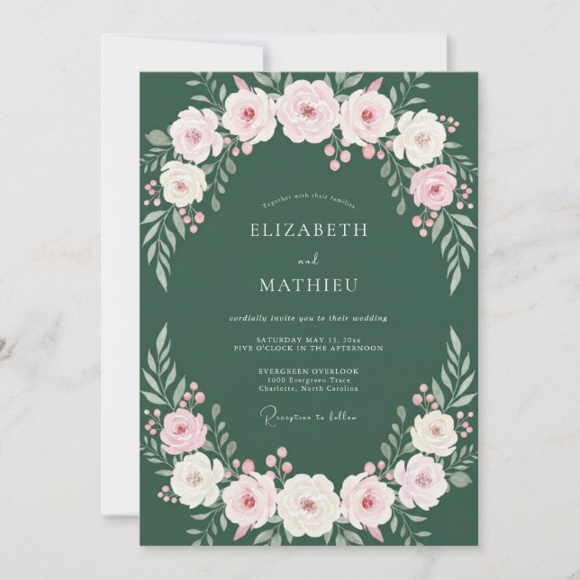 Waldroseneukalyptus-Hochzeit Einladung (Vorderseite)