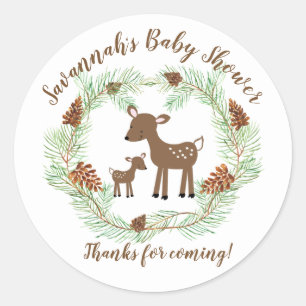 Waldrotwild-Babyparty-Bevorzugungs-Aufkleber Runder Aufkleber