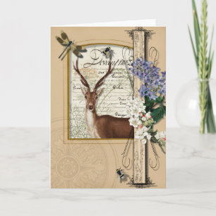 Waldrotwild - Vintage leere Gruß-Anmerkung Karte