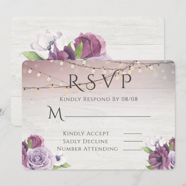 Waldsaite Peony Wedding RSVP Einladung (Vorne/Hinten)