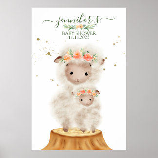 Waldschaf Tier Weiches Baby mit Mama Poster