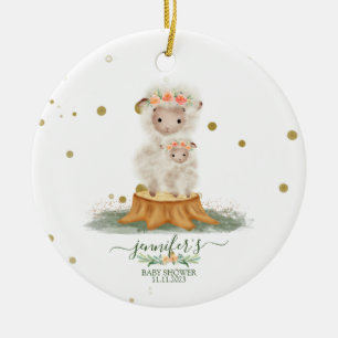 Waldschaf-Weihnachts-Baby-Party Keramik Ornament