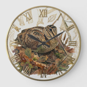 Waldschnepfe im herbstlichen Wald Große Wanduhr