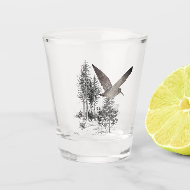 Waldschnepfe Schnapsglas (Vorderseite)