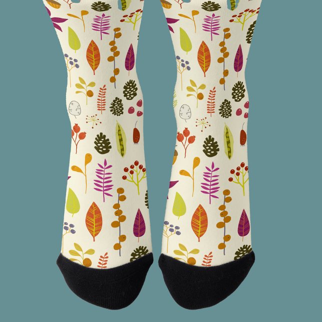 Waldschutzmuster Socken (Autumn fall woodland forest nature pattern socks)