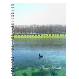 Waldsee. Gänse auf Wasser. Notizblock