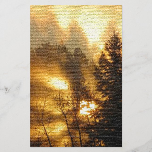 Waldsonnenaufgang Briefpapier (Vorderseite)