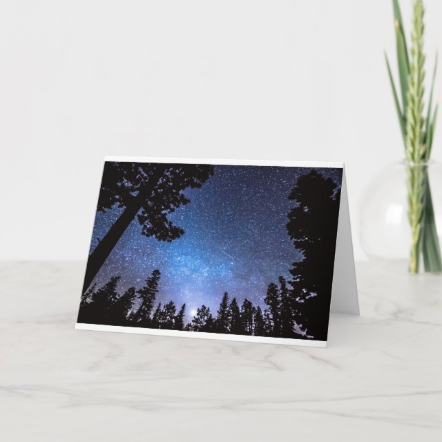 Waldstern, der eine Astronomie-Freude anstarrt Karte (Vorderseite)