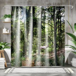 Waldszene mit Chipmunk und Elch Duschvorhang