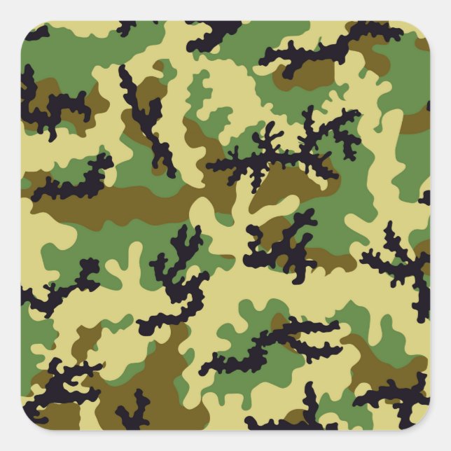 Waldtarnung Quadratischer Aufkleber (Vorderseite)