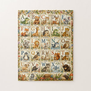 Waldtier-Alphabet-Wasserfarben-Lern-Andenken Puzzle