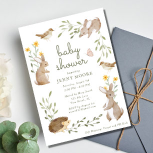 Waldtier-Aquarell-Baby-Shower-Party Einladung