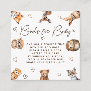 Waldtier-Baby-Shower-Bücher für Baby Begleitkarte