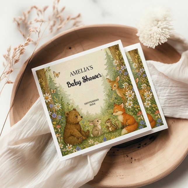 Waldtier-Baby-Shower-Servietten Rustikaler Wald  Serviette (Von Creator hochgeladen)
