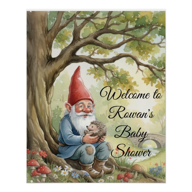 Waldtier-Gnom-Baby-Shower-Plakat Poster (Vorderseite)