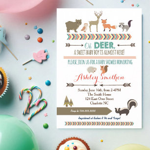 Waldtier-Jungen-Baby-Party Einladung