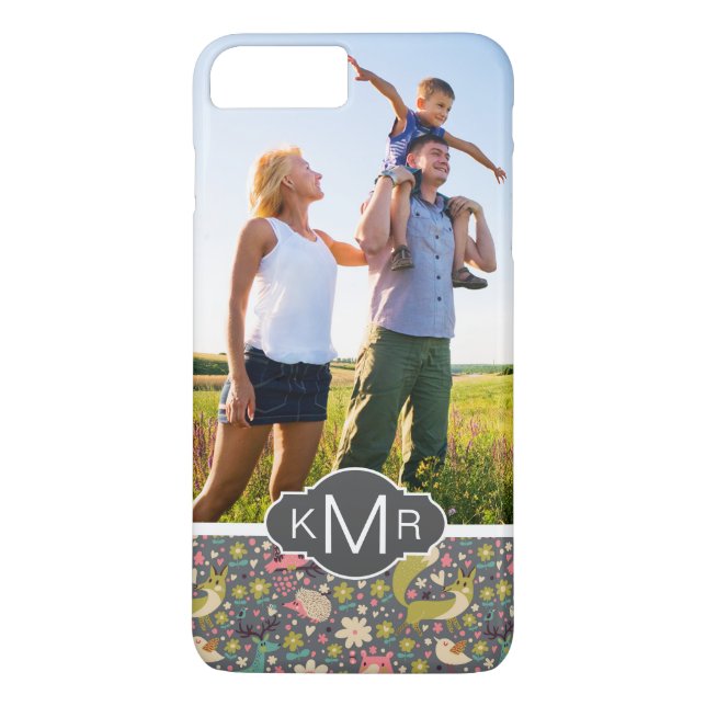 Waldtier-Muster des Monogramm-| niedliches Case-Mate iPhone Hülle (Rückseite)