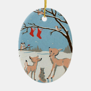 Waldtier-personalisierte Weihnachtsverzierung Keramikornament