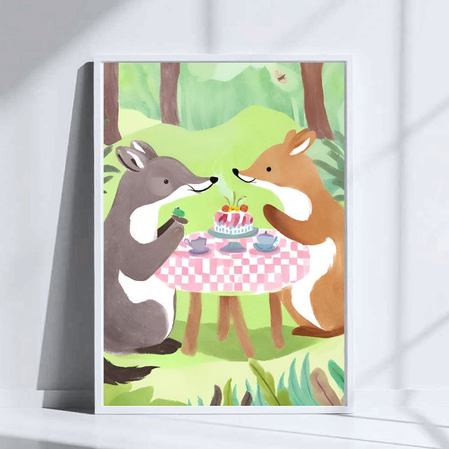 Waldtier-Picknick | Whimsical Cute Watercolor Poster (Von Creator hochgeladen)