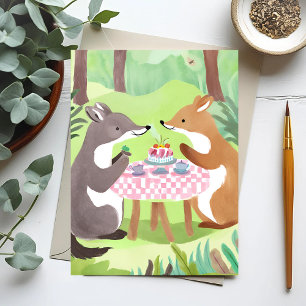 Waldtier-Picknick   Whimsical Cute Watercolor Postkarte