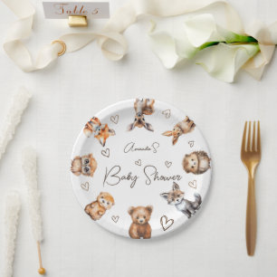 Waldtier-Thema-Baby-Party Pappteller