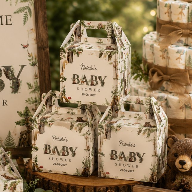 Waldtier-Wald-Wild-Pattern Babyparty  Geschenkschachtel (Woodland Animal Forest Wild Pattern baby shower Favor Boxes)