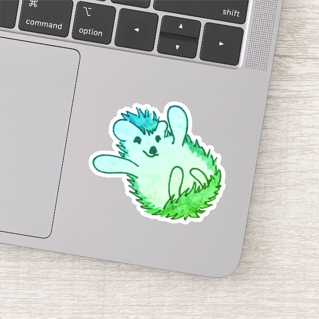 Waldtierart Grün Adorable Happy Igel Aufkleber (Detail)