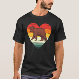 Waldtierbraun Bär Retro Herz Tierbär T-Shirt