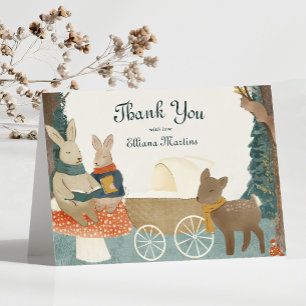Waldtierchen-Babyshower-Dankeskarten im Märchensti Dankeskarte