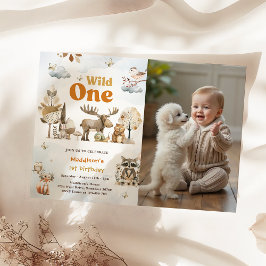 Waldtiere 1. Geburtstag Party Foto Einladung