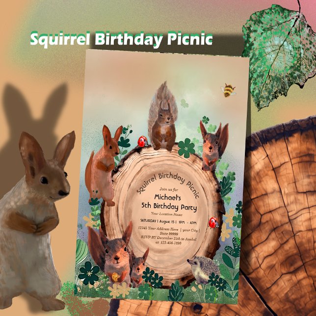 Waldtiere 5. Geburtstag Einladung (Woodland Animals 5th Birthday Invitation)
