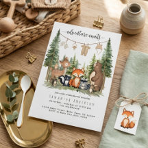 Waldtiere-Abenteuer-Baby-Shower-Einladung