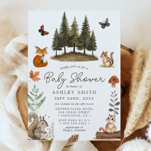 Waldtiere Aquarell Baby Shower Einladung