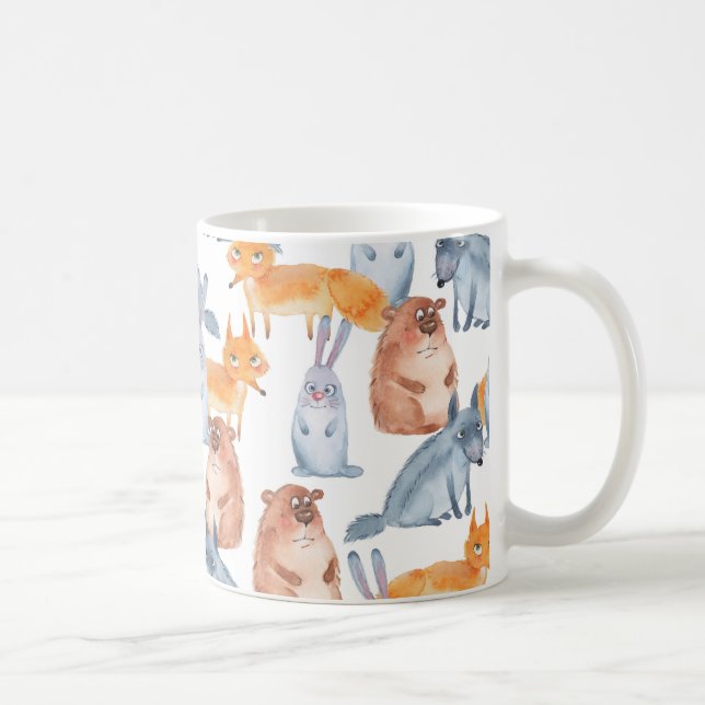 Waldtiere. Aquarell Kaffeetasse (Rechts)