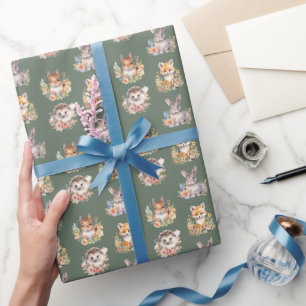 Waldtiere auf Camouflage Green Geschenkpapier