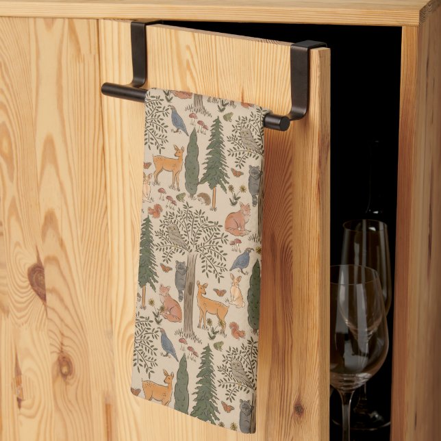 Waldtiere aus Cabincore Geschirrtuch (Drittel gefaltet)