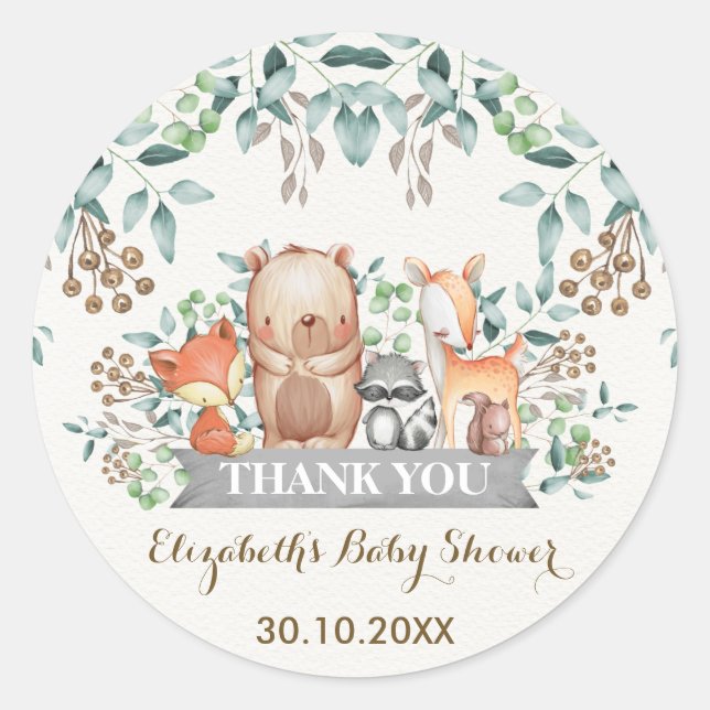 Waldtiere aus Wäldern Vielen Dank für Ihre Sticker (Vorderseite)