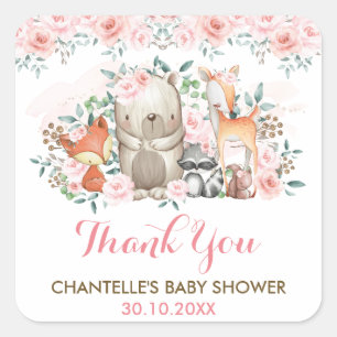 Waldtiere aus Wäldern Vielen Dank für Ihre Unterst Quadratischer Aufkleber